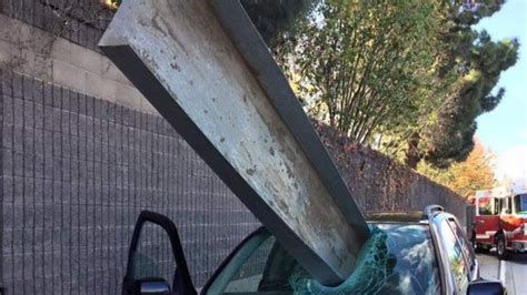 Miracle Escape As Metal Beam Smashes Into Car | US News | Sky News