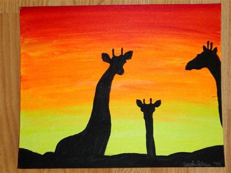 Sunset and Giraffes Painting SmileWideCrafts http://www.etsy.com ...