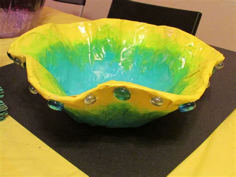 Chihuly-inspired paper mache bowl by my 5th grade student; approx. 14" wide; lesson by art ...