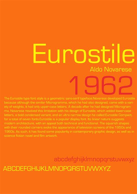 Eurostile Font, Designed by Aldo Novarese in 1962. | Font shop, Shop front design, Design