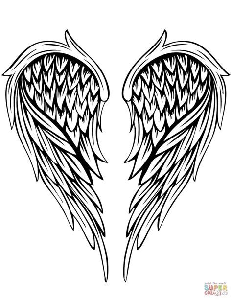 Angel Wings Tattoo Coloring Page | Free Printable Coloring Pages - Angel Wings Template ...