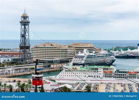 Barcelona Cruise Port Terminal Funicular Tower Editorial Photo ...