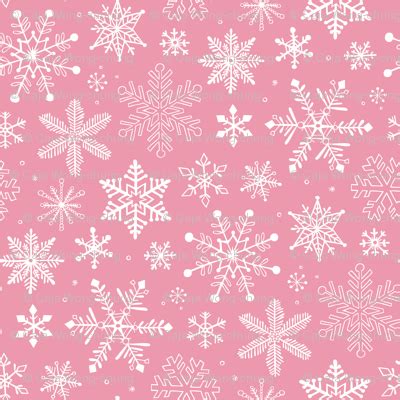 Snowflakes Christmas on Pink wallpaper - caja_design - Spoonflower