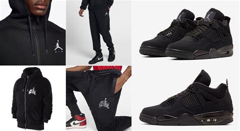 Black Cat Air Jordan 4 Hoodies and Pants | SneakerFits.com