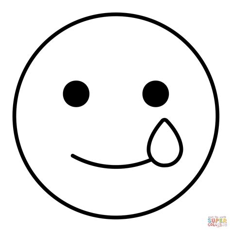 Smiling Face with Tear Emoji coloring page | Free Printable Coloring Pages