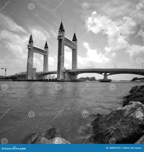 Terengganu Iconic Drawbridge on a Sunny Day. the Bridge Was Built Across the River of Terengganu ...