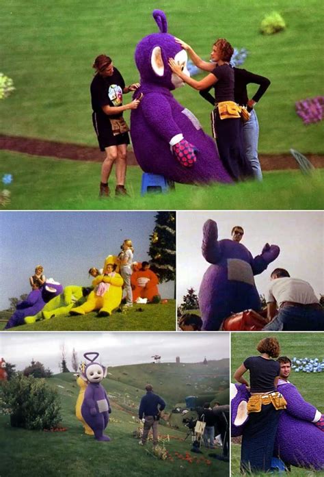 Behind the scenes of Teletubbies | Teletubbies, Funny images, Teletubbies costume