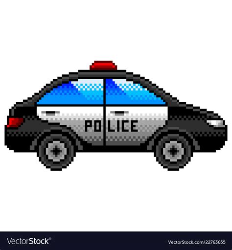 Pixel police car detailed isolated Royalty Free Vector Image