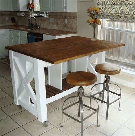 Rustic Kitchen Island on Wheels