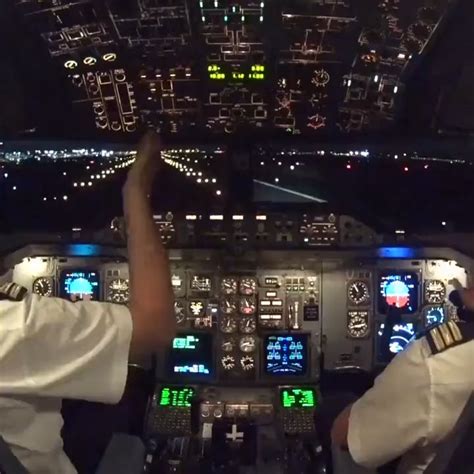 Cockpit view of an Airbus A310 night departure : r/Damnthatsinteresting