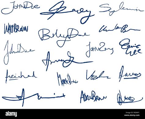 Collection of handwritten signatures. Personal contract fictitious signature set Stock Vector ...