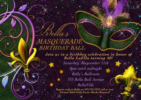 Mardi Gras Masquerade Party Invitations