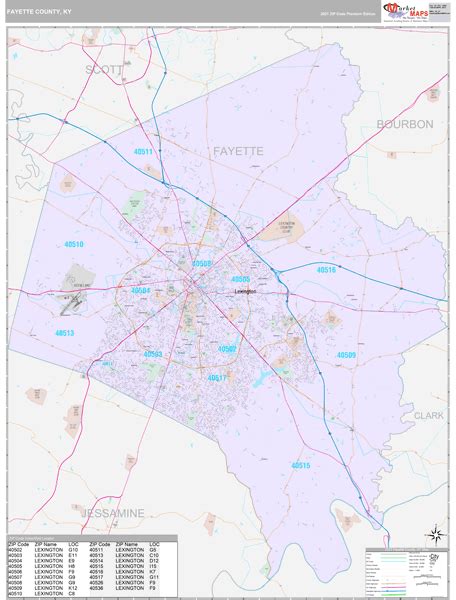 Fayette County, KY Wall Map Premium Style by MarketMAPS