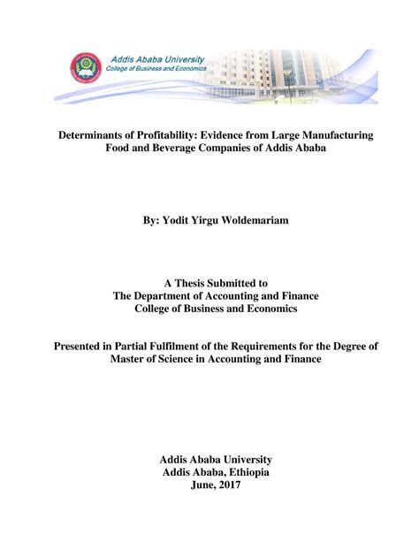 Yodit Yirgu - Thesis - Determinants of Profitability: Evidence from ...