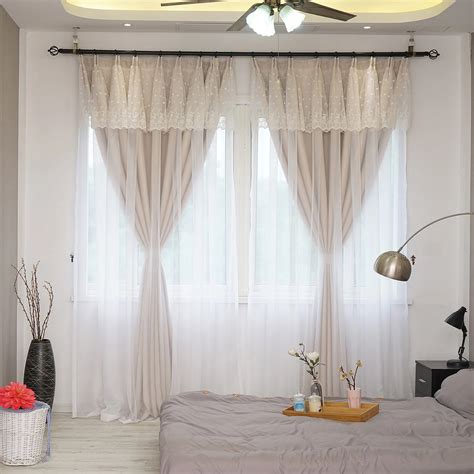 SunnyRain 1 Piece Double layer Lace Curtain For Living Room Blackout Curtains For Bedroom ...