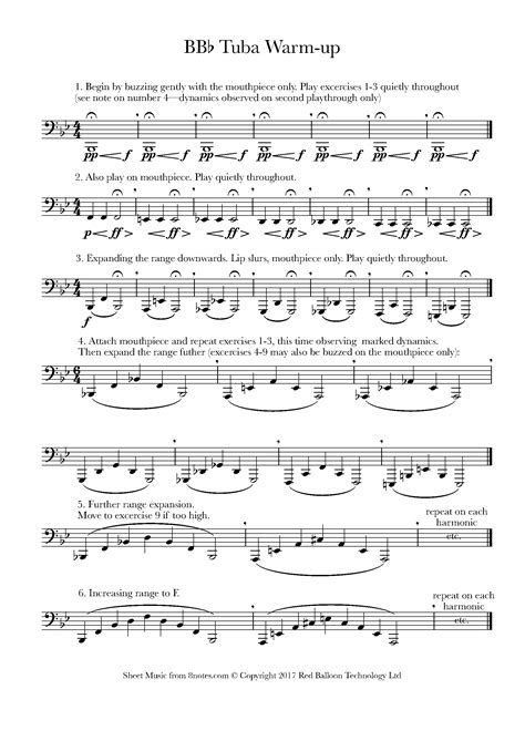 Bb Tuba Warm-up Exercises Sheet music for Tuba - 8notes.com