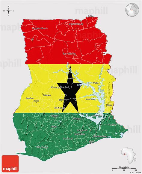 Flag 3D Map of Ghana