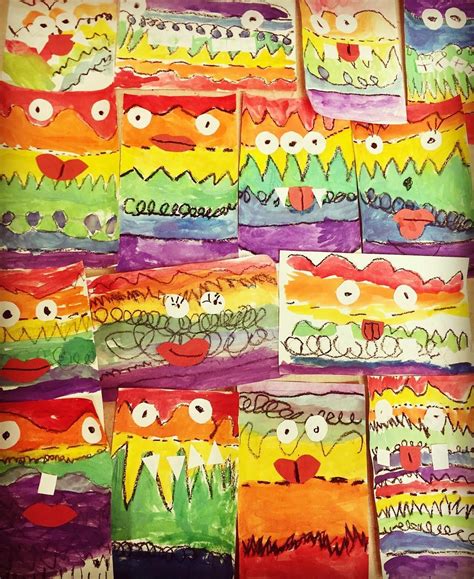 Kindergartens' line monsters We have been learning how to draw different kinds of lines and the ...
