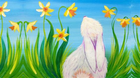 Simple Spring Bunny and Daffodils Acrylic Painting for Beginners - YouTube