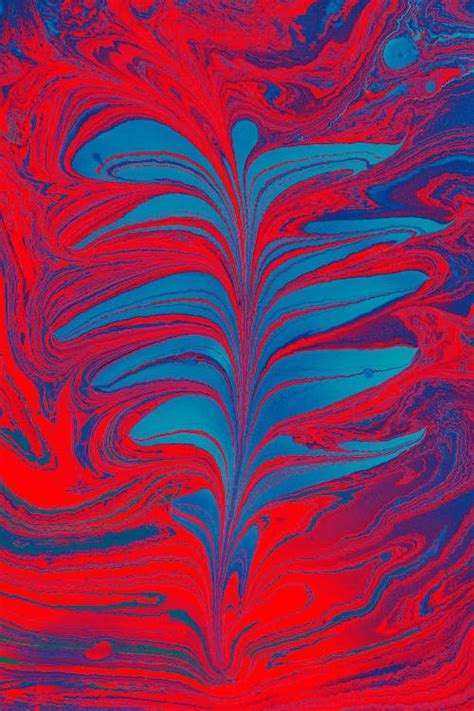 A red and blue abstract painting with a flower · Free Stock Photo