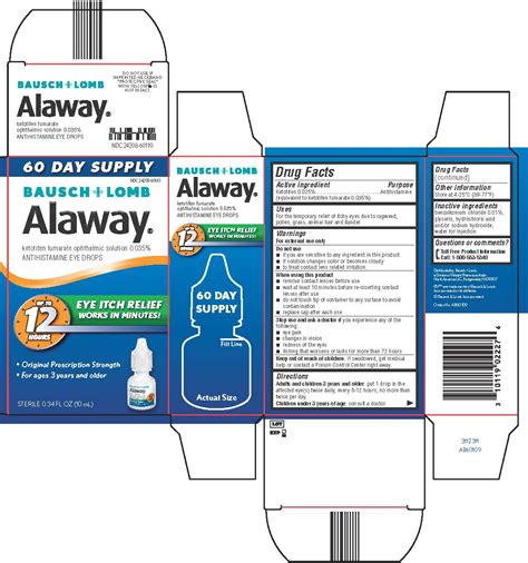 Alaway (Bausch & Lomb Incorporated) KETOTIFEN FUMARATE 0.25mg in 1mL solution/ drops