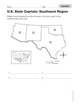 Quiz: Southwest U.S. State Capitals Printable (3rd - 8th Grade ...