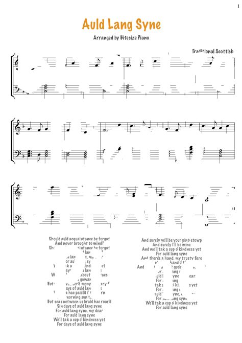 Auld Lang Syne Sheet Music – Bitesize Piano