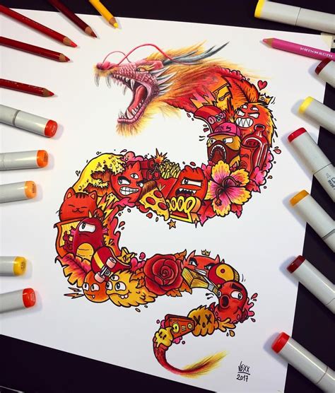 Dragon Doodle! 🐉 ️ I have added 100 limited edition prints of my part of the collab with Jazza ...