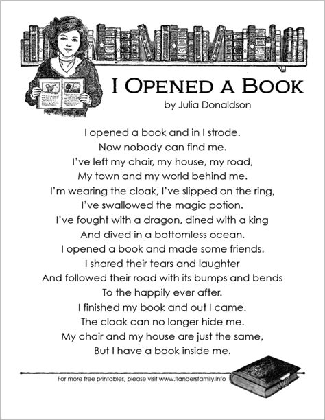 I Opened a Book (Free Printable Poem) - Flanders Family Home Life