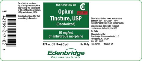 Opium Tincture: Package Insert / Prescribing Information