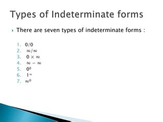 Indeterminate Forms and L' Hospital Rule | PPT