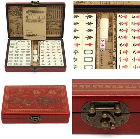 getherad 144pcs Chinese Mahjong, Portable Mahjong Set,chinese Mahjong Set Melamine Red Portable ...