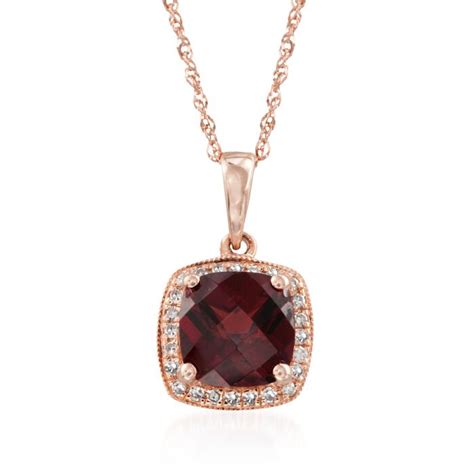 1.90 Carat Garnet and .10 ct. t.w. Diamond Pendant Necklace in 14kt ...