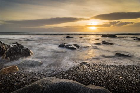 1366x768 resolution | beach view of sunset, white rock, dalkey, ireland ...