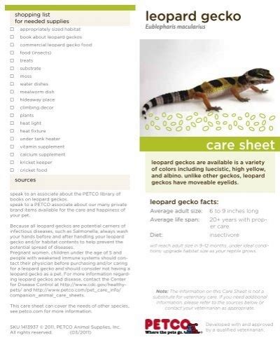 Download Leopard Gecko Care Sheet (PDF) - Petco