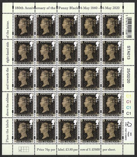 180th Anniversary of the Penny Black stamp sheet – Positively Postal