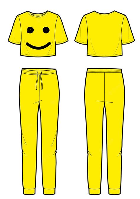 Premium Vector | Yellow woman sport suit with smile print. front and ...