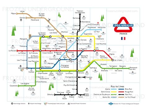 Frozen Underground France Tube Map Poster A3 Ski Art