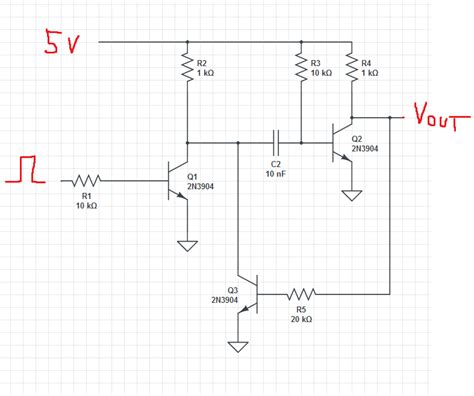 Question regarding operation of a pulse generator circuit with 3 transistors (exercise 2.3 art ...