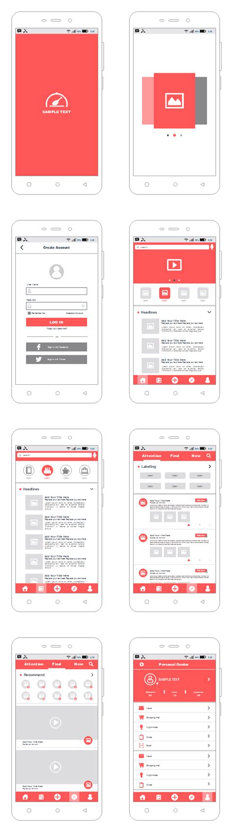 Android Wireframe Template