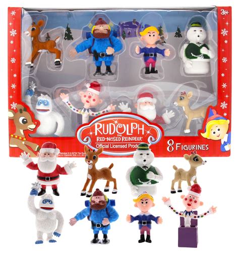 Rudolph The Red Nose Reindeer Miniature Christmas Figurines, Piece Set ...