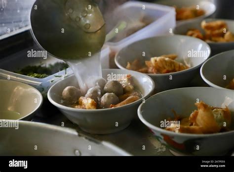 Bakso Cuanki. Meatball and fried wonton soup from Bandung, West Java ...