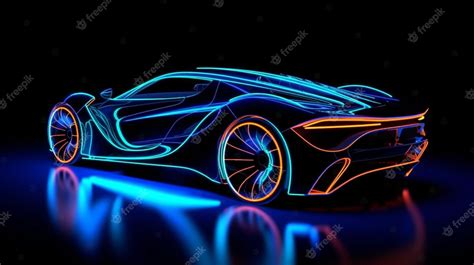 Premium Photo | A car with neon paint on it is painted in neon colorsgenerative ai