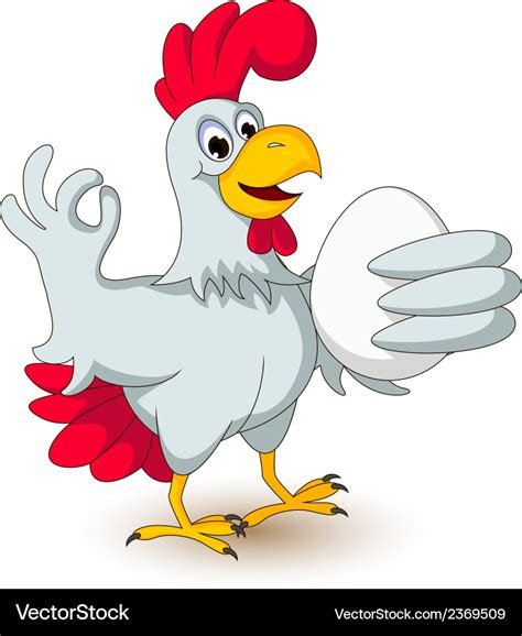 Funny chicken holding eggs Royalty Free Vector Image