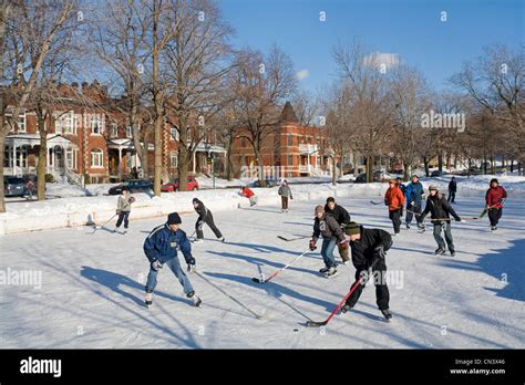 Canada, Quebec province, Montreal, a passion for ice hockey, free outdoor ice rink in the ...