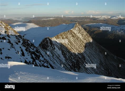 Striding edge winter evening shadows Helvellyn winter Striding edge ...