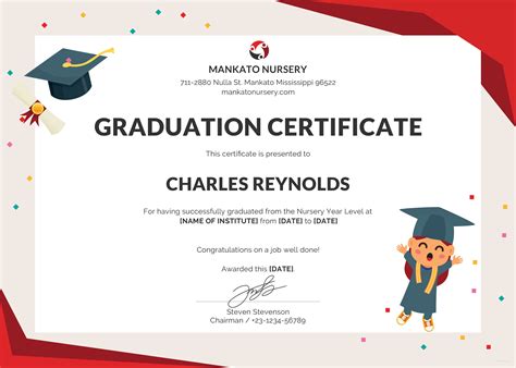 Free Nursery Graduation Certificate Template in PSD, MS Word, Publisher, Illustrator, InDesign ...