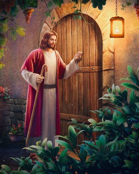 a painting of jesus knocking the door to his home