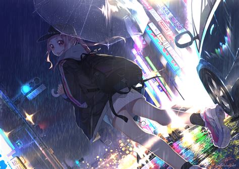 1200x2040 Anime Girl with Umbrella In Rain 1200x2040 Resolution Wallpaper, HD Anime 4K ...