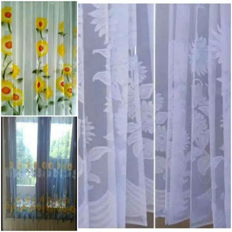 Jual Vitrase gorden jendela motif bunga matahari / vitrase gorden murah ...